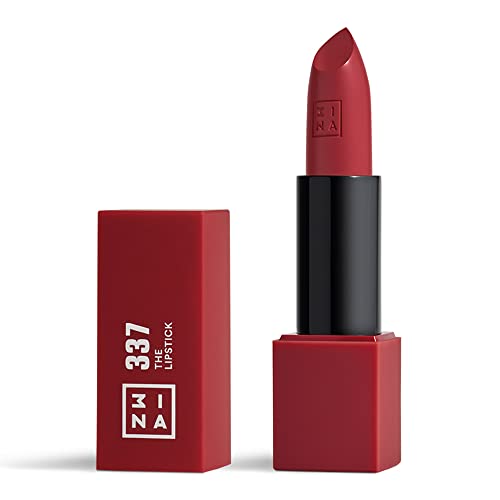 3ina MAKEUP – Vegano – Sin crueldad – El lápiz labial 337 – Lápiz labial de vino oscuro – 5 horas de duración – Alta pigmentación – Mate – Aroma vainilla – Lápiz labial con tapa magnética