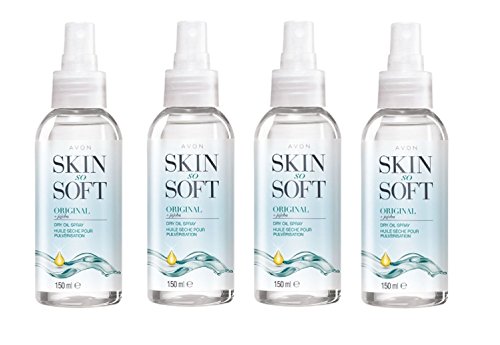 4 botellas de espray de aceite para cuerpo Skin so Soft de la marca Avon, con jojoba y citronela de 150 ml, la alternativa para el repelente de insectos