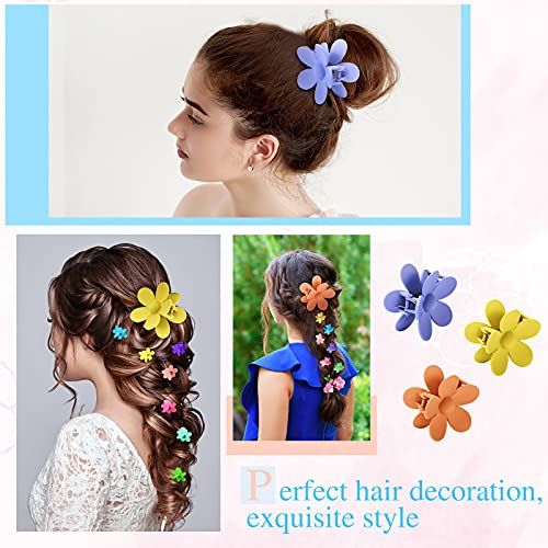 48 Pinzas de Pelo de Flores Pinzas de Pelo Grandes Mate Clips de Garra Antideslizantes Lindos Clips Pequeños Clips de Mandíbula Acrílicos en Forma de Flor de Colores para Mujer