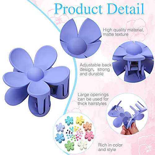 48 Pinzas de Pelo de Flores Pinzas de Pelo Grandes Mate Clips de Garra Antideslizantes Lindos Clips Pequeños Clips de Mandíbula Acrílicos en Forma de Flor de Colores para Mujer