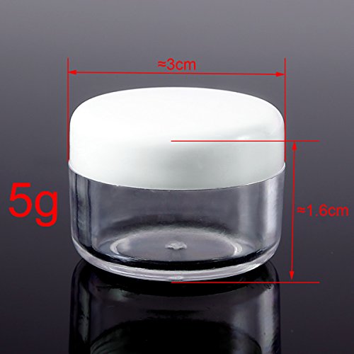 50 / 100 pcs Bote de Plastico 5g Botellas Contenedores Vacías Cajitas Botes Jarras Tarros Plásticos de Viaje Muestra de Cosmético Maquillaje Crema Líquido Polvos Sombras de Ojos Arenas (50pcs)