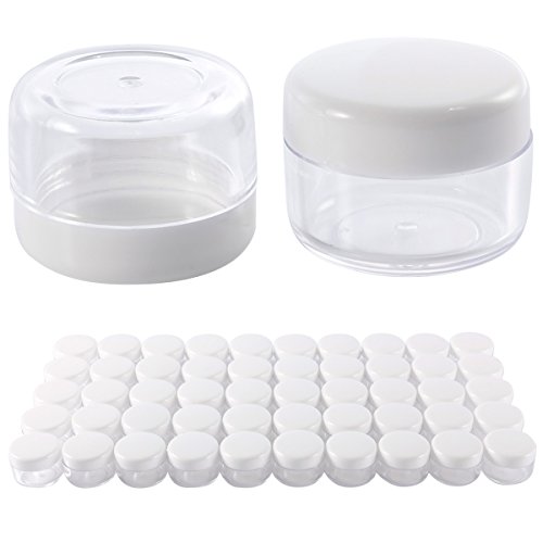 50 / 100 pcs Bote de Plastico 5g Botellas Contenedores Vacías Cajitas Botes Jarras Tarros Plásticos de Viaje Muestra de Cosmético Maquillaje Crema Líquido Polvos Sombras de Ojos Arenas (50pcs)