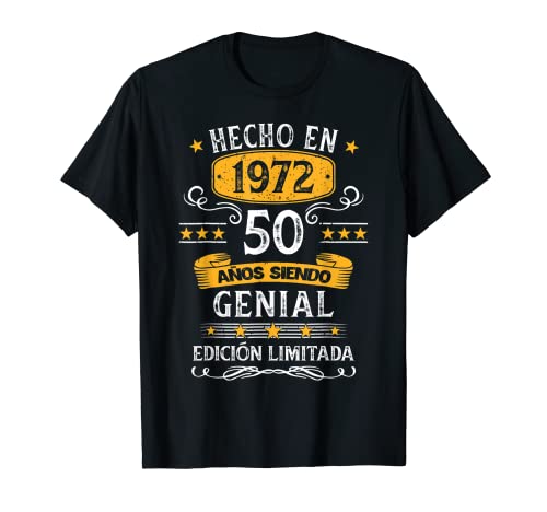 50 Años Cumpleaños Regalo Para Hombre Mujer Hecho En 1972 Camiseta