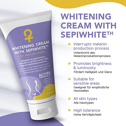 50 ml SEPIWHITE Crema blanqueadora partes intimas y zonas delicadas - despigmentante y antimanchas corporal - REDUCE LAS MANCHAS SIN IRRITAR - Codos Axilas Ingles Rodillas Manos Melasma