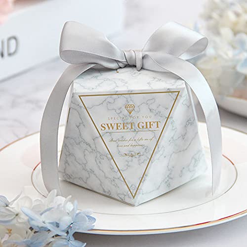 50 Piezas Cajas de Regalo Boda, Boda de Caja Dulces, Cajas Regalo Pequeñas, Cajas Regalos con Cintas, para Boda, Regalos de Invitados, Ideal para Caramelos, Bombones, etc. (Plata)