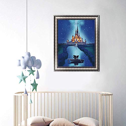 5D diy pintura diamante,Bricolaje Diamond Painting taladro completo Cristal diamante Bordado Pinturas Artes kit de punto de cruz para decoración de la pared del hogar,40 * 30cm,Castillo