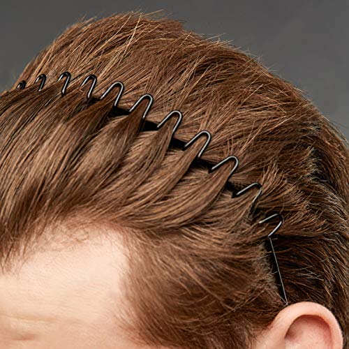 6 piezas Diademas de Metal unisex Aro para el Pelo Negro primavera Diadema Ondulada Multi estilo Cabello aro para hombres mujeres con banda de goma