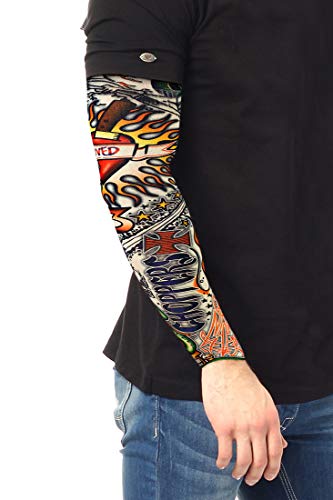 6 x Medias de tatuajes para el brazo – Para hombres y mujeres - Medias de nylon para el brazo - Tatuajes temporales- Medias para el brazo - Tatuajes para el brazo para fiestas y carnaval