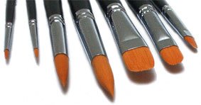 7 Toray Artist's Brushes - Pointed / Cat's Tongue - for Acrylic and Watercolour Painting