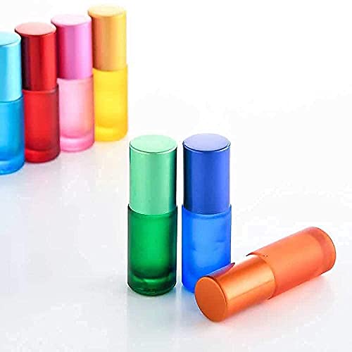 8 Piezas de 5 ml de Colores Rollo Esmerilado en Botellas con Bola de Metal para aceites Esenciales, aromaterapia, perfumes