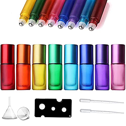 8 Piezas de 5 ml de Colores Rollo Esmerilado en Botellas con Bola de Metal para aceites Esenciales, aromaterapia, perfumes