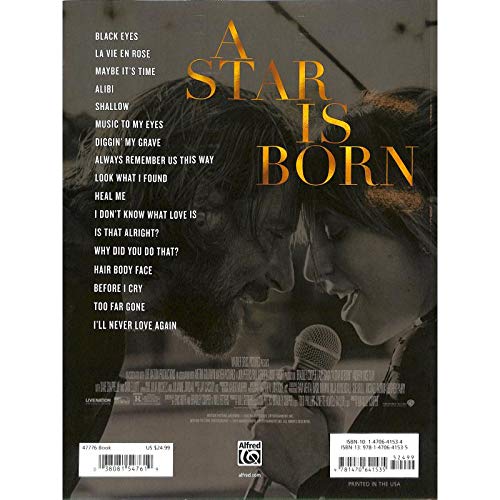 A Star is Born – Música de la película original Song – Libro de canciones para piano, guitarra, cantante – Lady Gaga y Bradley Cooper