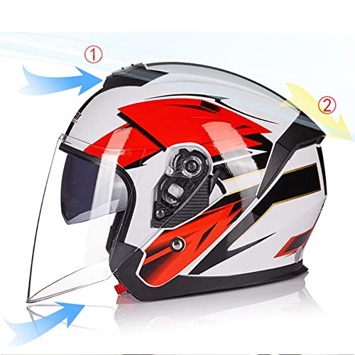 ABDOMINAL WHEEL Medio Abierto Casco de Moto, ECE Homologado Casco Moto Jet con Doble Visera Scooter Adultos Casco para Mujer Hombre,3/4 Casco Jet De Moto Casco Moto Abierto Vintage K,XL=61~62CM