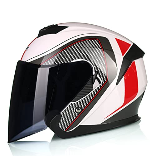 ABDOMINAL WHEEL Medio Abierto Casco de Moto, ECE Homologado Casco Moto Jet con Doble Visera Scooter Adultos Casco para Mujer Hombre,3/4 Casco Jet De Moto Casco Moto Abierto Vintage K,XL=61~62CM