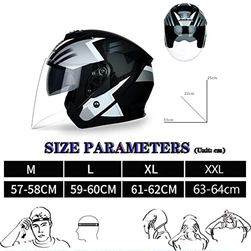 ABDOMINAL WHEEL Medio Abierto Casco de Moto, ECE Homologado Casco Moto Jet con Doble Visera Scooter Adultos Casco para Mujer Hombre,3/4 Casco Jet De Moto Casco Moto Abierto Vintage K,XL=61~62CM