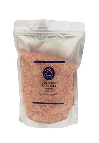 Absolute Aromas De-Stress (Desestresarse) Sales de Baño 1kg Bolsa de Recarga - Sal Rosa Natural del Himalaya con 100% de Aceites Esenciales Puros de Bergamota, Ylang Ylang, Frankincienso y Jazmín