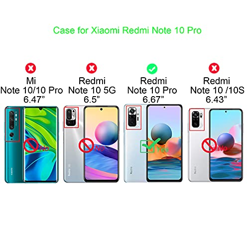 Abuenora Funda para Xiaomi Redmi Note 10 Pro 6.67" + Protector de Pantalla Cristal Templado, Carcasa Libro con Tapa Flip Case Antigolpes Cuero Polipiel Dibujo Cuadrícula Arco Iris