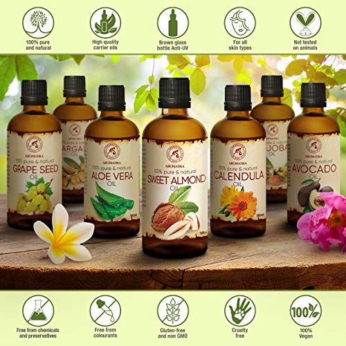 Aceite de Almendra Dulces 100ml - Refinado - Prunus Amygdalus Dulcis - Italia - 100% Puro y Natural - Cuidado para Rostro - Cuerpo - Cabello - Piel - Corporal - Sweet Almond Oil