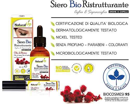 Aceite de Ricino 100% Puro y Natural | Crecimiento, Reestructuraciones, Protege | Pestañas, Cejas, Cuerpo, Cabello, Barba, Uñas | 30 ml | Made in Italy