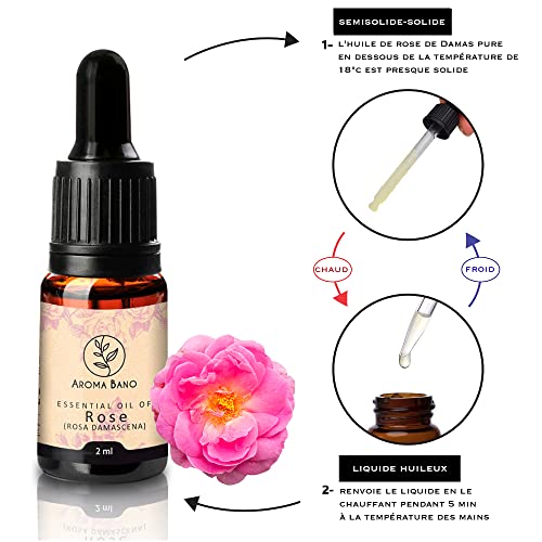 Aceite de Rosa Damasco- Aceites Esenciales 2ml- Sabor Natural- Aceite Esencial 100% Puro- Multipropósito con Muchos Beneficios- En Envase Eleganto Con Contagucce- (ACEITE DE ROSA DE DAMASCEN, 2ML)