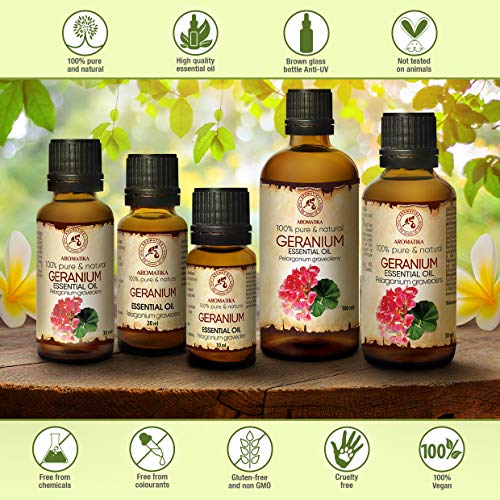 Aceite Esencial Geranio 100ml - Pelargonium Graveolens - Aromaterapia - 100% Puro Aceite de Bourbon de Geranio de Madagascar - Cuidado del Cuerpo para las Mujeres