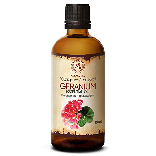 Aceite Esencial Geranio 100ml - Pelargonium Graveolens - Aromaterapia - 100% Puro Aceite de Bourbon de Geranio de Madagascar - Cuidado del Cuerpo para las Mujeres