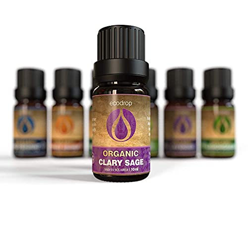 Aceite esencial puro de Salvia sclarea con el certificado ecológico COSMOS, grado terapéutico para aromaterapia, con libro electrónico de regalo, 10 ml