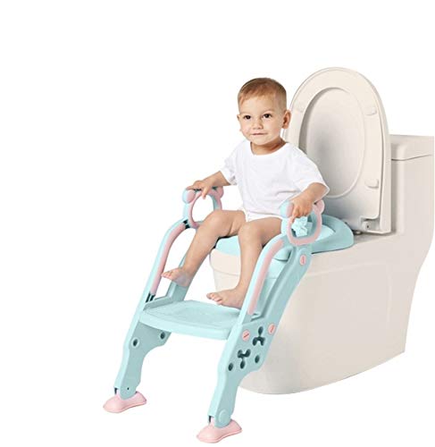 Adaptador WC para Niños con Escalera Antideslizante, Altura Ajustable-Reductor WC/Orinal Plegable para Niños.