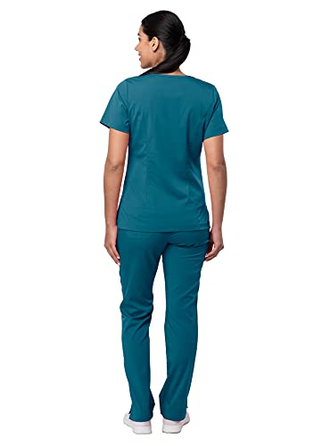 Adar Uniforme médico de Mujer Top Cuello en V Pantalones de Bolsillos múltiples - 4400 - Caribbean Blue - S