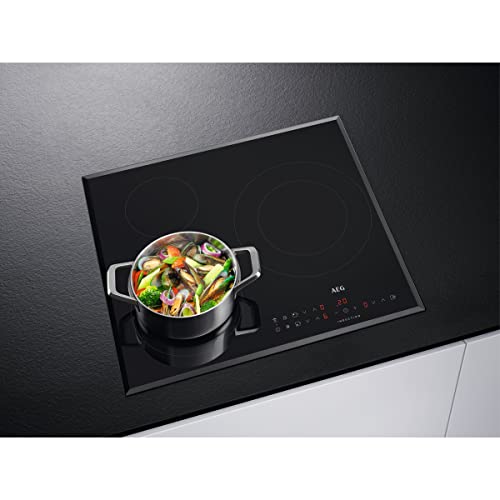 AEG ILB63306FB Placa inducción 3 zonas, Triple zona XL de 32cm, Función Pausa, Temporizador, Detección recipiente, Calentamiento rápido, Conexión automática, Control táctil independiente, Negro, 60 cm