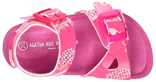 Agatha Ruiz de la Prada 202987, Sandalias con Punta Abierta Niña, Rosa (Fucsia (Fluor Y Estampado) Paprika), 21 EU