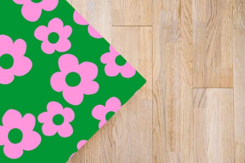 Agatha Ruiz de la Prada Alfombra Vinílica Estampados Básicos Flores Lilas y Verdes 40x80cm - Alfombra Cocina Vinilo - Alfombra Salón Antideslizante e Ignífuga - Alfombras Grandes - Alfombras PVC