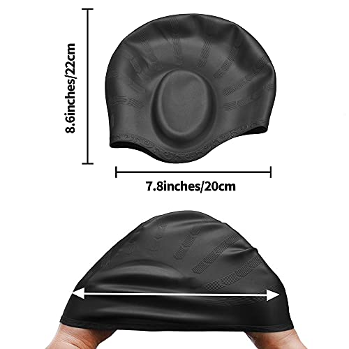 AIBAOBAO Gorros de Natación, Gorro de natación de Silicona Gorros de natación Antideslizantes, Antideslizantes Gorro de Baño Impermeable con Orejeras para Unisex Cabello Largo y Corto