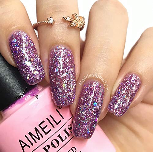 AIMEILI Esmaltes Semipermanentes de Uñas en Gel UV LED Esmaltes de Uñas Esmaltes en Gel Uñas UV LED Pintauñas Permanente Gel de uñas Semipermanente Soak Off Brillantina - Princess (049) Glitter 10ml