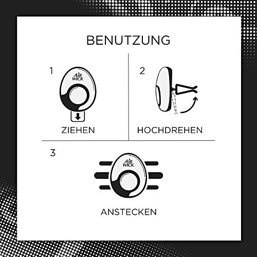 Air Wick Ambientador para coche, dispensador de fragancia para coche contra olores desagradables, fragancia: madera y cuero, paquete de 6 unidades para un total de hasta 240 días de fragancia