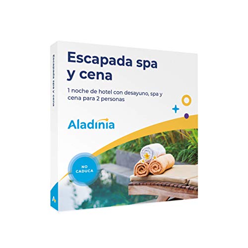 ALADINIA Escapada SPA y Cena. Pack de experiencias Originales para Regalo. Cofre Relax con Noche de Hotel, Circuito SPA y Cena. No caduca, Cambios Gratis e ilimitados