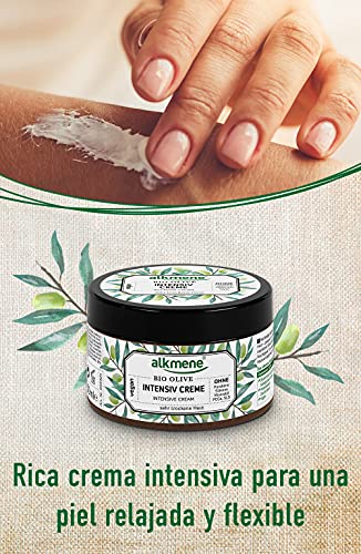 alkmene crema hidratante corporal de aceite de oliva bio - Crema facial y para el cuerpo - especial para piel seca - sin siliconas, parabenos o PEGs, SLS y SLES (1x 250 ml)