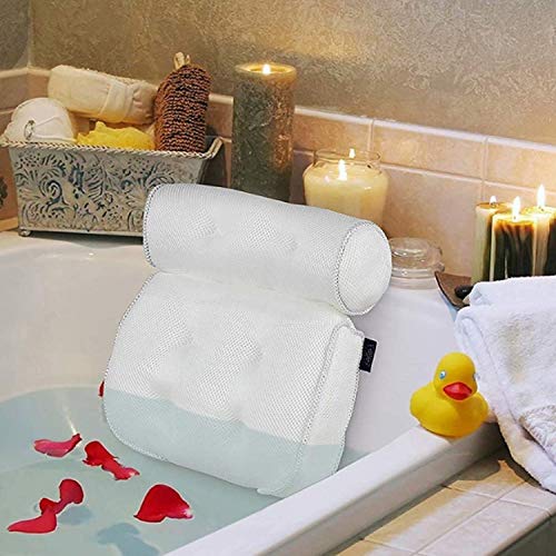 Almohada de Baño, Reposacabezas Bañera con 6 Ventosas, Soporte suave la Cabeza, El Cuello, los Hombros y la Espalda y una cómoda Alfombra de baño, Para SPA en Casa Bañera de Hidromasaje e Hidromasaje