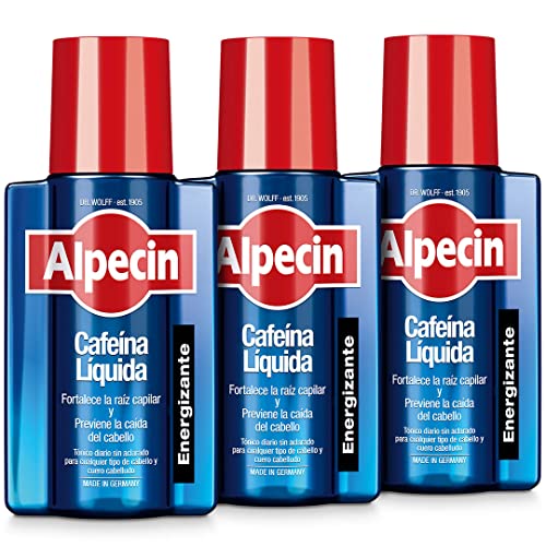 Alpecin Cafeina Liquida 3x 200 ml | Locion anticaida cabello hombre | Tratamiento para caida de pelo hombre | Tratamientos contra alopecia areata androgenetica | Producto para evitar caida pelo