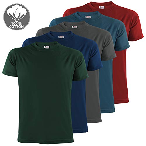 ALPIDEX T-Shirt Camiseta para Hombre un Juego de 5 con Cuello Redondo - Unicolor Tallas S M L XL XXL 3XL 4XL - Earth, Tamaño XXL