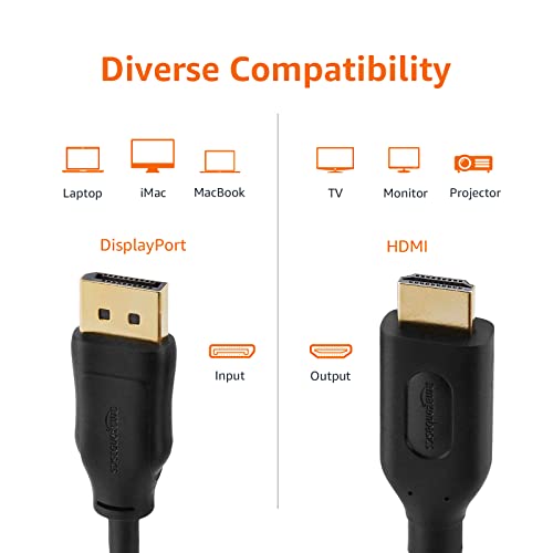 Amazon Basics - Cable adaptador DisplayPort a HDMI (1.8 m)