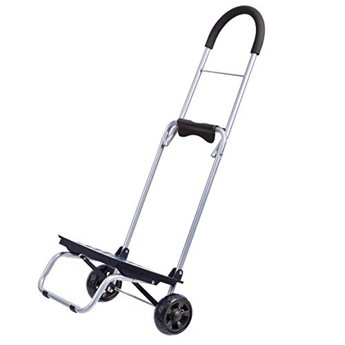 Amazon Basics – Carrito para la compra plegable con plataforma de ruedas extraíble, mango de 91 cm de altura, negro