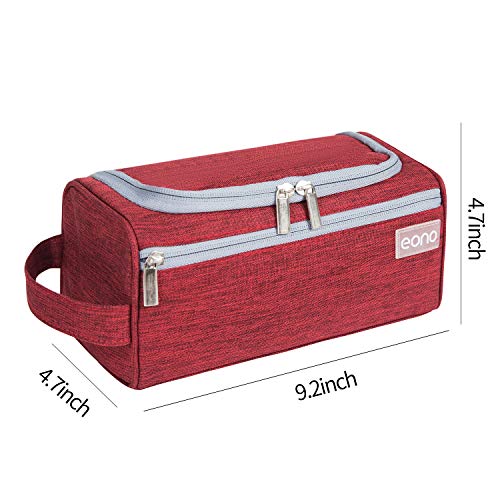 Amazon Brand - Eono Bolsa de Aseo Unisex, Neceser Maquillaje Grande con Gancho para Colgar, Bolso cosmético Impermeable Toiletry Bag, Wash Bag, Bolsa de Viaje y Bolsa de Lavado para Colgar - Borgoña