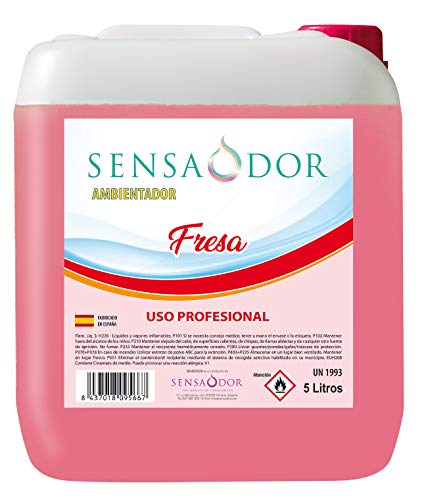 Ambientador Fresa SENSAODOR, 5 Litros, Rosa, Garrafa, Profesional, Empresas, Negocio, Limpieza, Neutralizador, Quitaolor, Buen olor, Aromatizador