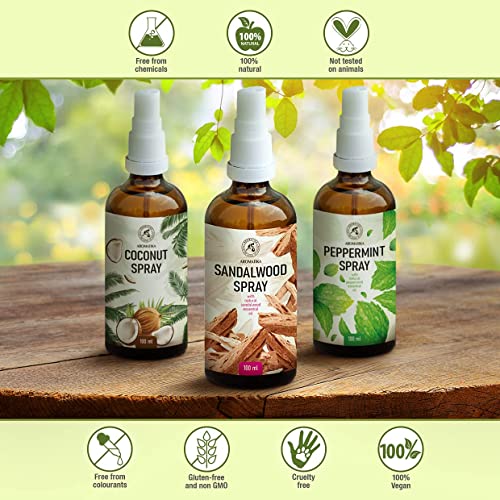 Ambientador Pulverizador con Aceite Esencial de Sandalo 100ml - Perfumador Hogar - Perfume de Interior - Fragancia Sandalo - Spray Almohada - Ambientador Armario Ropa - Perfumador Spray