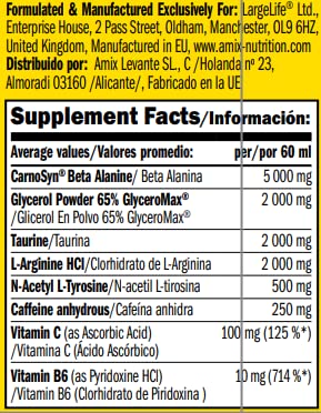 Amix - Cellup Shot - Suplemento Alimenticio - Contiene Cafeína - Aumenta la Fuerza y Congestión Muscular - Fórmula Pre-Entrenamiento - Nutrición Deportiva - Sabor a Cola - 20 Viales de 60 ml