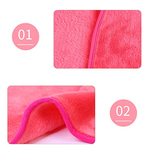 Amycute 5 Toallas de Cara, Toallas Desmaquillantes de Microfibra Reutilizables,Toallitas de Baño para Limpieza Facial,Rosa rojo+azul claro(40 * 17CM)