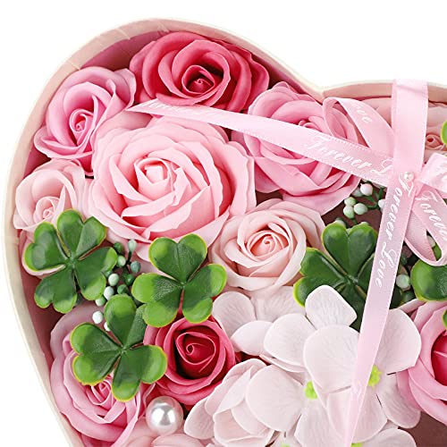 ANBET Caja de Regalo de Flores Falsas Jabón Artificial Rose Preservada para Siempre Regalo de Flores para Damas para el Día de la Madre el Día de San Valentín el Día del Maestro Boda (Rosa)