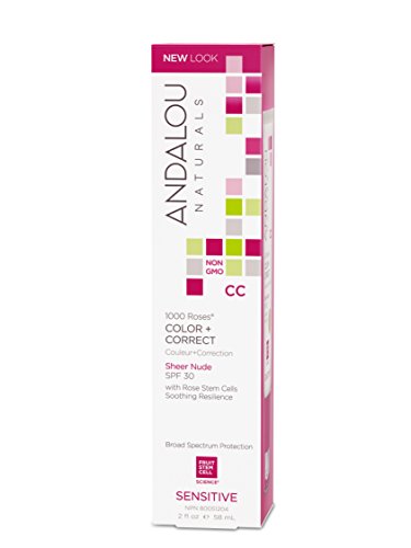 Andalou Naturals 1000 rosas CC Color + Correct Sheer Nude SPF 30, 2 onzas