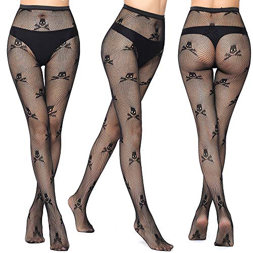 ANDIBEIQI 4 Pack Mujer Pantimedias Semi Medias Negras Dibujos Florales Rayas Corazones Costura Pantimedias Semi Opacas Rejillas negro